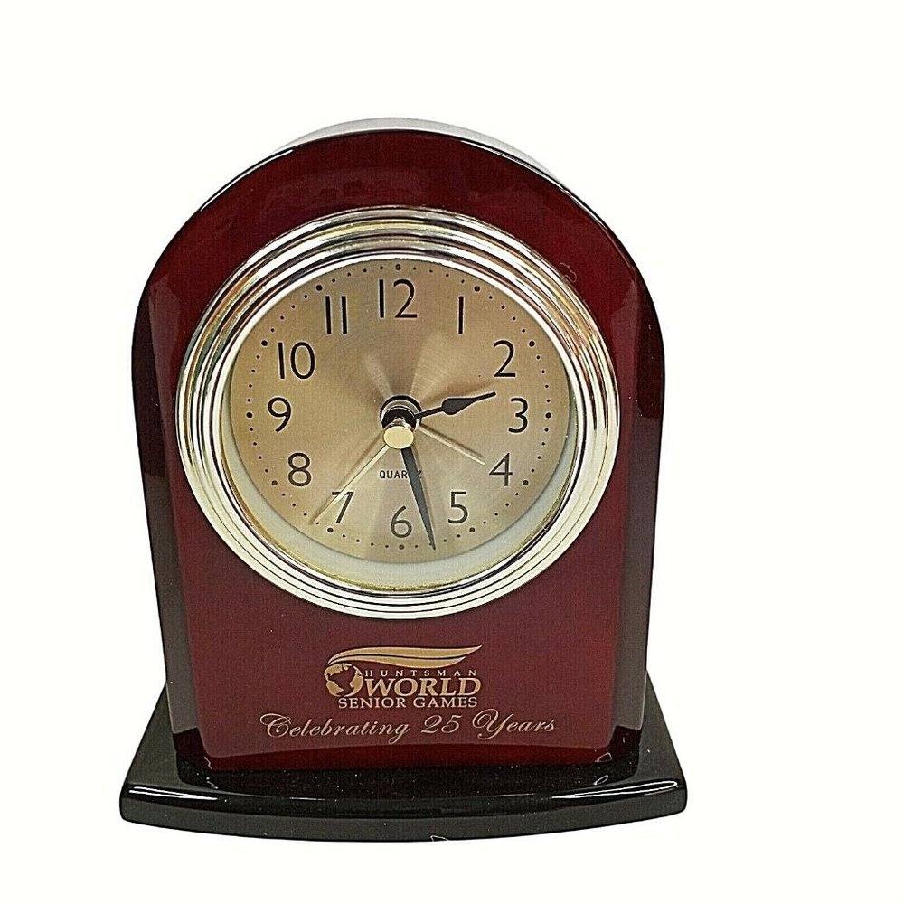 Huntsman World Senior Games Desk Clock Celebrating 25 Years Tabletop
